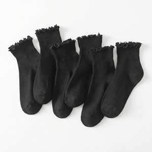 <strong>Ladies</strong> Casual <strong>Socks</strong> Ankle <strong>Socks</strong> Frill Trim Solid Color Skin-Friendly Sweat-Absorbent <strong>Socks</strong> Bulk Order Bulk Custom logo - Product Image 4