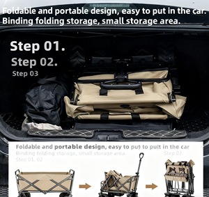 Large Capacity Four-Wheel Stainless Steel <b>Wagon</b> Portable Camping & Beach Adventure Folding Platform for Shopping Storage OEM - Product Image 6