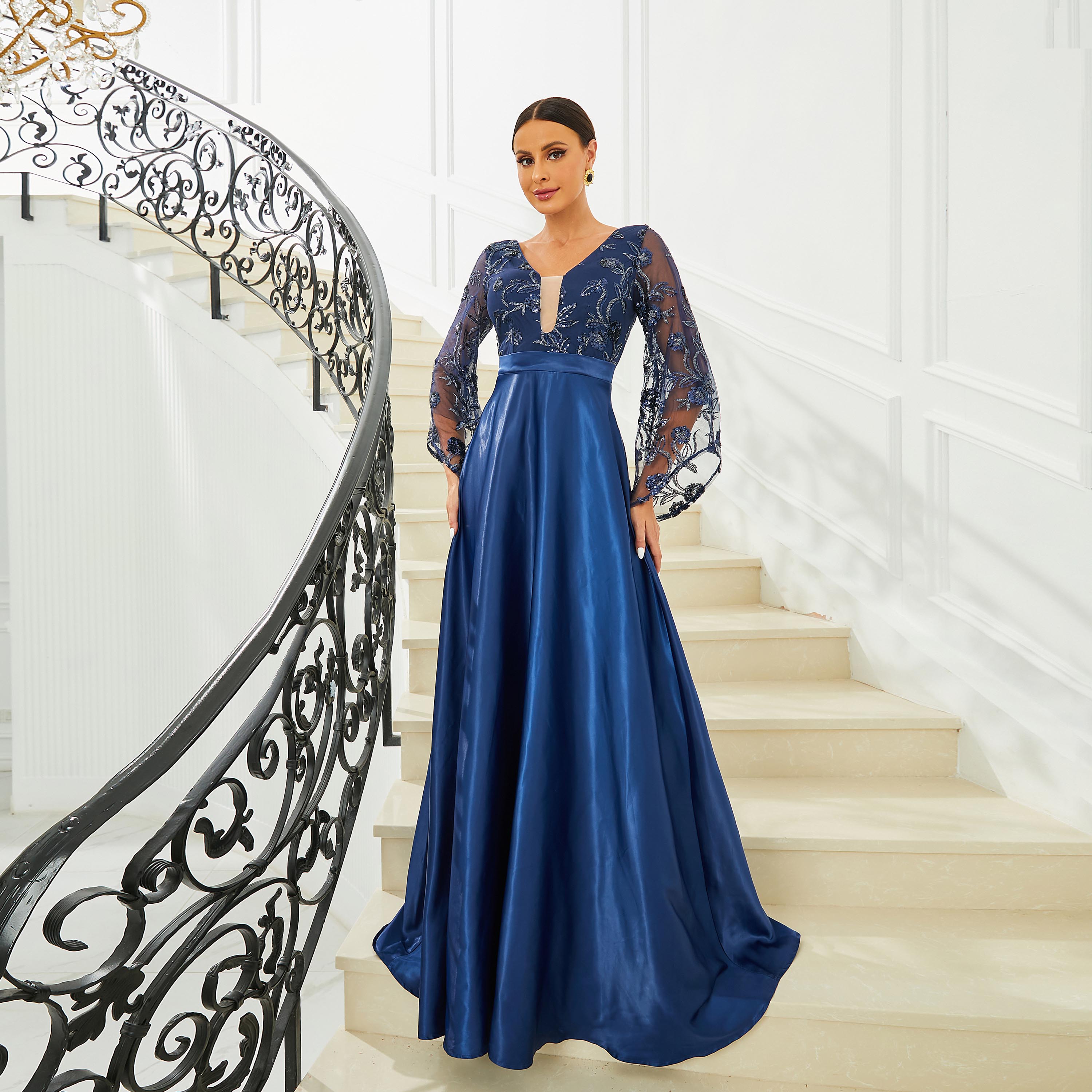 gothic elegant dresses Victorian-Inspired Goth Lace Maxi Dress