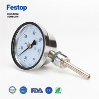 Thermomètre industriel bimétallique WSS-401 en acier inoxydable et plastique, sonde 0-150°C, 300mm, OEM, pour chaudière, tuyau, four, température