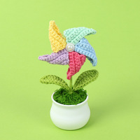 Zarte bunte gehäkelte Wolle gestrickte Blumen verzierung weißer Blumentopf mit Windmühle Blätter perfekte Abschluss geschenk Großhandel