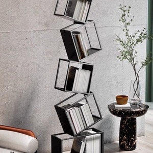 Invisible Bookshelf Floor Standing Modern Minimalist Wrought Iron Multi Tiered Shelf Space Saving <b>Bookcase</b> Living Room Bedroom - Product Image 4
