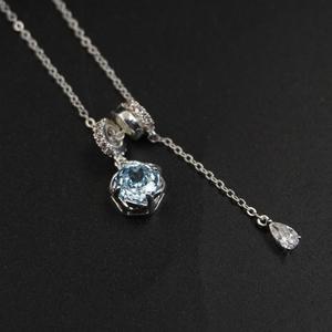 Japanese Sweetheart Versatile High-End S925 Pure <b>Silver</b> Ice Sparkling Diamond Star Shaped <b>Heart</b> Double Pendant <b>Necklace</b> Crystal - Product Image 2