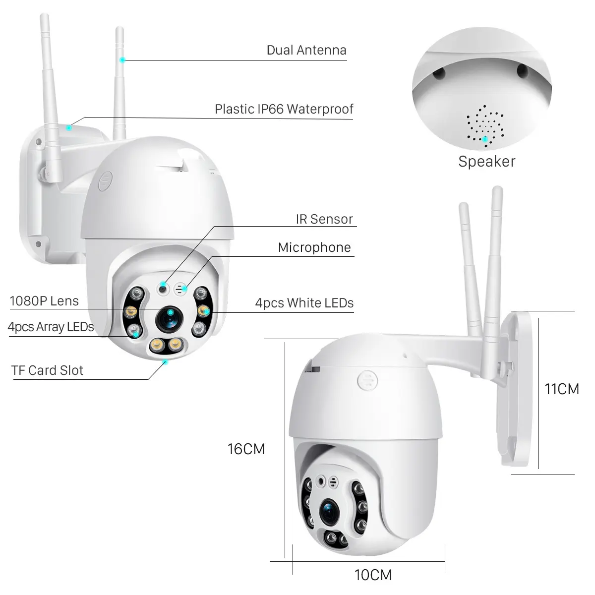 2MP-6MP 와이파이 듀얼 렌즈 카메라 모니터 홈 야외 HD 전화 원격 PTZ 카메라 야간 투시경 건 및 가정용 볼 카메라