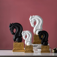 Statue de cheval en résine noire et blanche, décoration de mariage en 3d, sculpture de maison en vente
