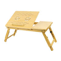 Mesa de madera plegable de bambú para desayuno, juego de bandeja para comida con soporte para tableta y teléfono móvil