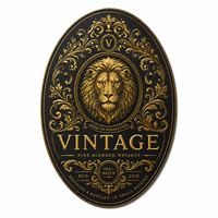 Etiqueta Personalizada Vintage para Licores con Estampado Dorado para Vino, Whisky, Tequila y Promoción de Marcas de Lujo, Forma Personalizada