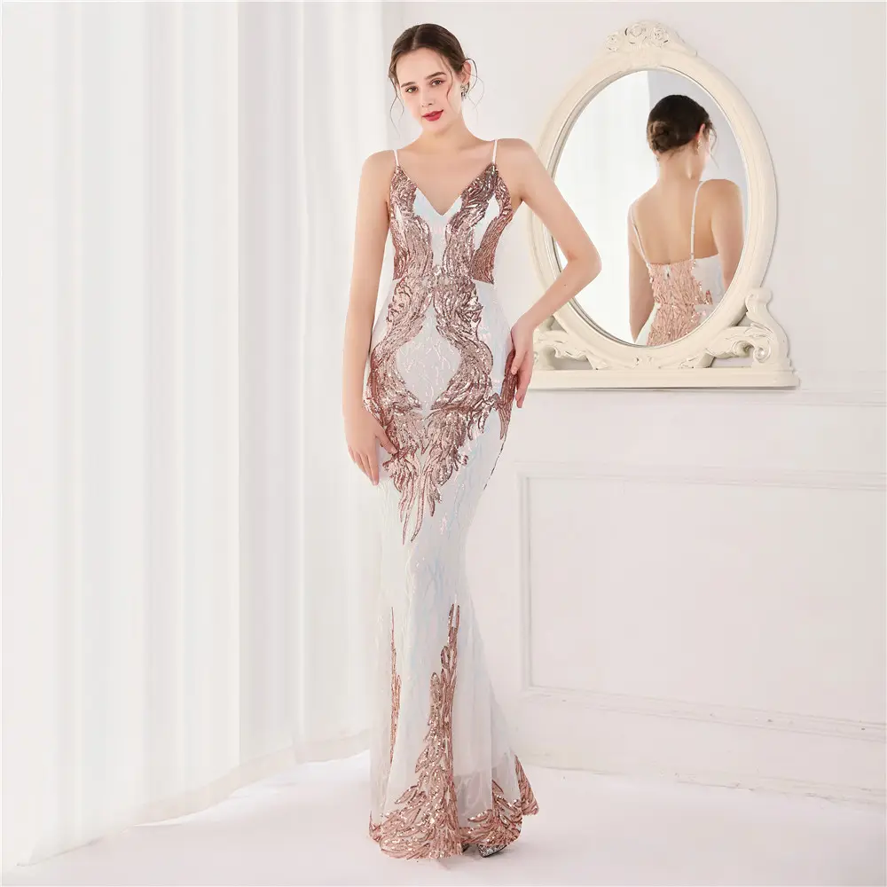 JBeiL Good Quality Dubai Arabic Prom Party Maxi Sequin Pink Evening Gown Wedding Dress
