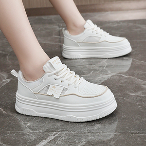 LYKU 2026 Evergreen Spring Lace-up Fashion Trend Women's Mesh Breathable Anti-Slip Casual Sporty White Shoes - Product Image 4