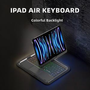 Clavier sans fil rétroéclairé RVB pour iPad Air 7e génération et iPad Pro 11 pouces 2025 360 °   Pavé tactile rotatif avec rétroéclairage 7 couleurs et support pour crayons noir - Product Image 2