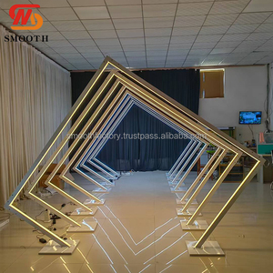LEDA Hot Entrance Decor Geometric Metal LED Light <b>Arch</b> RGB Colorful Geometric Wrought Iron Background for <b>Wedding</b> - Product Image 2
