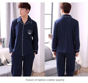 All'ingrosso personalizzare <span class=keywords><strong>pigiama</strong></span> per gli uomini 100% di cotone <span class=keywords><strong>pigiama</strong></span> Set manica lunga bottone verso il basso abbigliamento da notte morbido Pjs produttori OEM ODM - Product Image 5