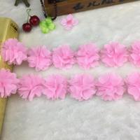 Fleurs en tissu de mousseline 3D, franges en dentelle, ruban, garniture en organza, applique en tissu, accessoires de couture pour robe