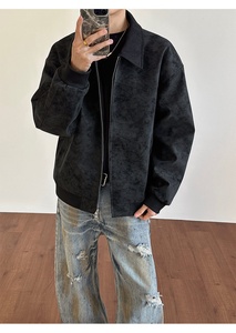 Nuova <span class=keywords><strong>Giacca</strong></span> Primaverile in <span class=keywords><strong>Pelle</strong></span> PU Stile Vintage Barn con Cerniera, Vestibilità Ampia, Stile High Street, Unisex, Tinta Unita - Product Image 3