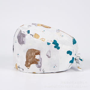 Casquette chirurgicale unisexe en tissu sergé imprimé pour chirurgie buccale, salle d'opération, casquette de médecin, turban, en pur coton respirant - Product Image 3