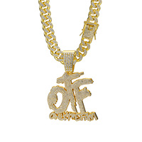 Collar con colgante de letra con incrustaciones de diamantes de imitación, cadena cubana, joyería de personalidad estilo Hip Hop para hombre, accesorio para uso diario