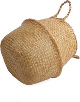 Panier à provisions et à pique-nique en jonc de mer tressé avec poignée pour le rangement