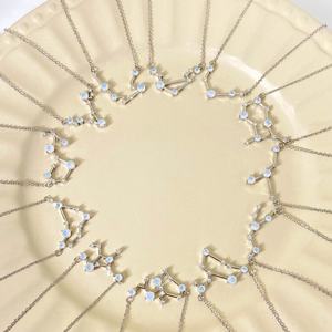 Colliers pour femmes en gros, pendentif personnalisé plaqué or avec signe du zodiaque en opale, idéal pour un cadeau - Product Image 5