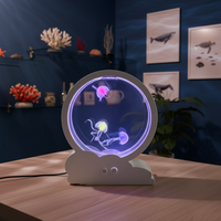 Lámpara Nocturna de Acuario con Medusas, Mini, para Dormitorio y Regalo, Moderna, Regalo de Cumpleaños, Lámpara de Mesa, Decoración para Habitación Infantil, Decoración para Dormitorio