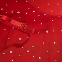 Ensemble de lingerie de nuit 3 pièces scintillant et séduisant avec strass, gants en résille et attaches pour les jambes