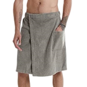Men's Wearable <strong>Velcro</strong> Bath <strong>Towel</strong> Solid Color Hotel <strong>Wrap</strong> with Pocket for Beach or Bath Use - Product Image 2