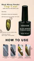 Hema TPO Free No-Wipe Soak Off LED UV Gel Vernis à Ongles Noir Brillant Effet Miroir Poudre Top Base