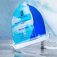 Trophée De Mode De Luxe Cadeaux Souvenir Belle Boîte Cadeau avec Horloge Décorative Bateau À Voile Certificat Cristal Cadeau Clair Folk Art