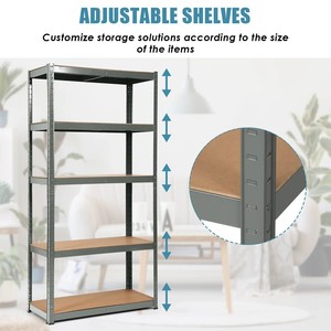 Estanterías de Almacenamiento de Acero para <span class=keywords><strong>Garaje</strong></span>, Estantería Metálica Ligera de 5 Niveles, Estantería Industrial Apilable, Estantería Sin Pernos, Estantería Galvanizada - Product Image 4