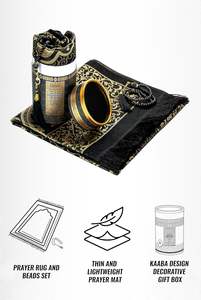 <span class=keywords><strong>Tapis</strong></span> <span class=keywords><strong>de</strong></span> <span class=keywords><strong>prière</strong></span> portable en taffetas doux à motifs floraux musulmans avec boîte-cadeau cylindrique pour le Ramadan - Product Image 6