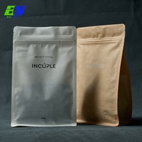 Pochette personnalisée en papier kraft à fond plat, sachets de thé et de café avec valve et fermeture éclair, conception d'emballage de café