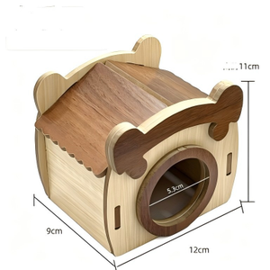 Villa pour hamster en bois massif multifonctionnelle, style rétro triangulaire, pour toutes les saisons – Cage pour animaux <span class=keywords><strong>de</strong></span> compagnie très vendue - Product Image 2