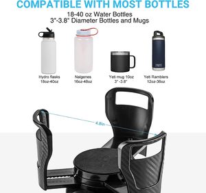 자동차용 듀얼 컵 홀더 익스팬더, 20 Oz용 360 회전 조절 가능한 베이스가 있는 2 in 1 다기능 자동차 컵 홀더 - Product Image 4