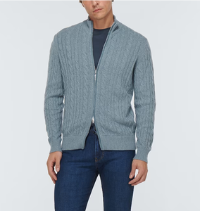 Cavo a due vie con cerniera Cardigan a collo alto in <span class=keywords><strong>cotone</strong></span> <span class=keywords><strong>maglia</strong></span> da <span class=keywords><strong>uomo</strong></span> maglione lavorato a <span class=keywords><strong>maglia</strong></span> da <span class=keywords><strong>uomo</strong></span> Cardigan maglione maglione da <span class=keywords><strong>uomo</strong></span> - Product Image 3