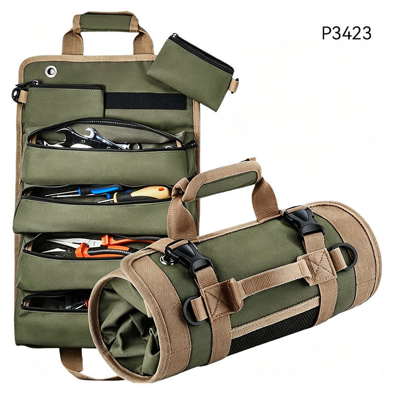 Portable tool roll bag