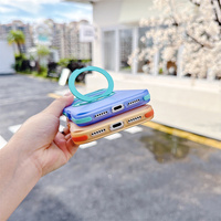 Coque de téléphone PC à blocs de couleur avec support rotatif à 360° pour iPhone 15 14 17 16 12 13 18 Pro Max, compatible avec la recharge magnétique sans fil, finition givrée – Offre Spéciale