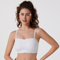 Soutien-gorge invisible à fines bretelles, sans armatures, coupe 3/4, anti-transparence, avec doubles bretelles amovibles, idéal pour l'été