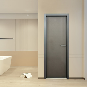 Puerta Corredera de Vidrio Rectangular con Marco de Acero Inoxidable Negro Estilo Hogareño para Baño - Product Image 2
