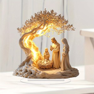 Statue de jésus arbre vie nouveau-né décoration de bureau résine acrylique ornement écologique décoration suspendue transfrontalière pour - Product Image 5