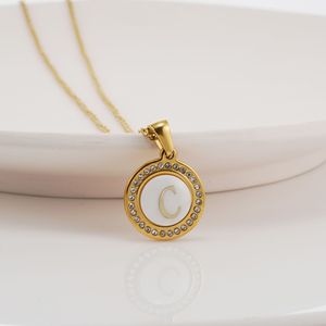 Zogxin Round Letter Pendant Necklace 18K Gold Plated Diamond Encrusted Initial A For Women Fashion Jewelry Daily Wear Gift - Product Image 2