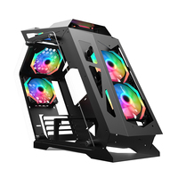 Ruix K1 Mid Tower Computer Case Unique Design Fashionable USB1.0 HD Audio Port Tempered Glass Multi-purpose for Gaming PCs Stock