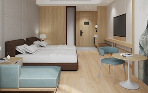 ชุดเฟอร์นิเจอร์ห้องนอนราคาประหยัดที่ทันสมัยเตียงโรงแรมโครงไม้เตียงและฟูกพร้อมหัวเตียงสำหรับใช้ในบ้าน - Product Image 3