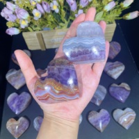 Cœur en Quartz Naturel, Améthyste et Agate, Mini Cœur d'Amour Sculpté à la Main, Pierre Précieuse de Guérison, Cadeau en Cristal pour la Décoration Intérieure - Vente en Gros