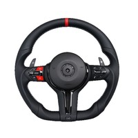 Volant BMW MSport M1M2 avec bande centrale rouge, coutures tricolores, palettes de changement de vitesse, cuir perforé, forme D, amélioration pour la plupart des modèles