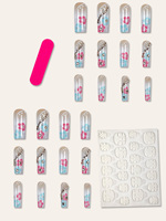 Vente en Gros 24 Pièces Faux Ongles Autocollants ABS de Haute Qualité Style Français Nouveau Design Tendance pour les Doigts