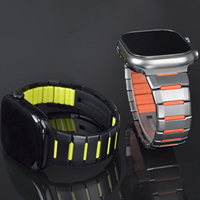 Bracelet de montre en acier inoxydable et caoutchouc pour Apple Watch toutes séries
