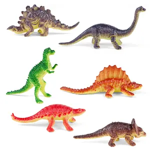 Set mainan edukasi anak-anak, figur dinosaurus realistis kustom, 7cm, mainan edukasi plastik, 6 buah untuk anak-anak dan balita