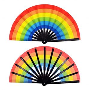 พัดมือขนาดใหญ่ Pride Rainbow เสียงดังกระพริบลม สำหรับงานปาร์ตี้ Pride เทศกาล งานเต้นรำ พัดแบบพับได้ - Product Image 1