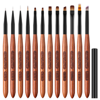 Nouveau Style stylo à ongles brosse gourde stylo 12 pièces bois de santal pôle tirer ligne dessin ongles Gel stylo brosse
