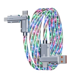 Cavo Dati USB 4 <span class=keywords><strong>in</strong></span> 1 Colorato con Luce LED per Ricarica Rapida Tipo <span class=keywords><strong>C</strong></span>, PD 100W 6A, Rivestimento <span class=keywords><strong>in</strong></span> PVC Intrecciato per Telefoni Android - Product Image 1