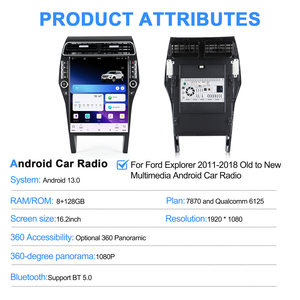 NaviHua para Ford Explorer 2011-2018, Radio de Coche Android de 16.2'' con GPS, DSP, Multimedia, Carplay, Auto Estéreo, Reproductor de DVD - Product Image 6